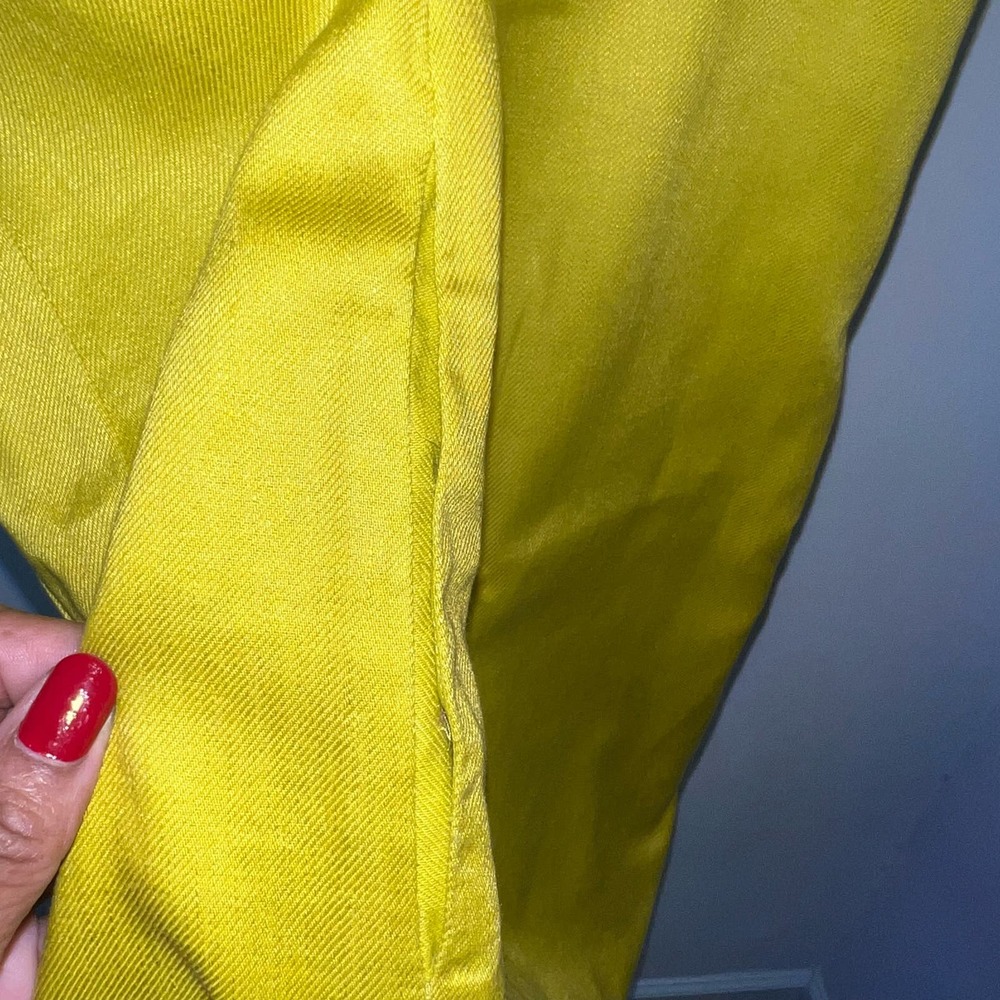 Tory Burch Chartruese Gold Green Linen Dress w Jewel Neckline Size 6 - Picture 9 of 15